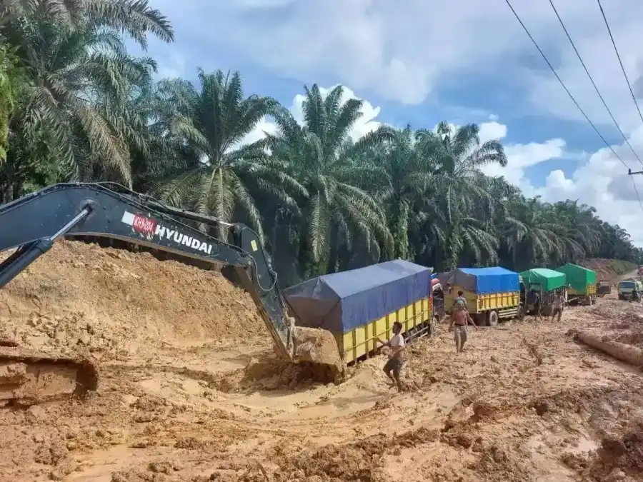 Armada truk CBA melintasi medan Kalimantan